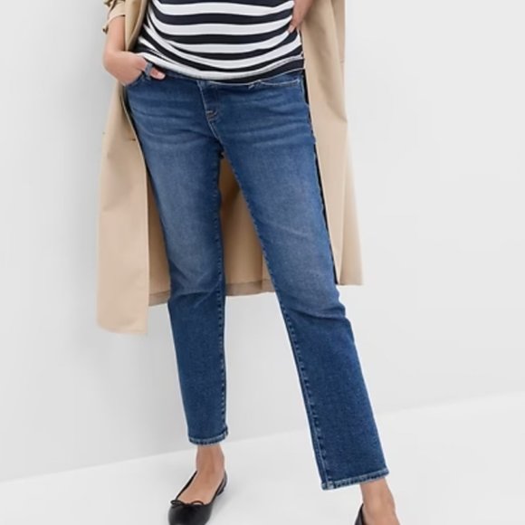 Gap Maternity True Waistband Full Panel Vintage Slim Jeans Dark Indigo Size 28 - Picture 2 of 4